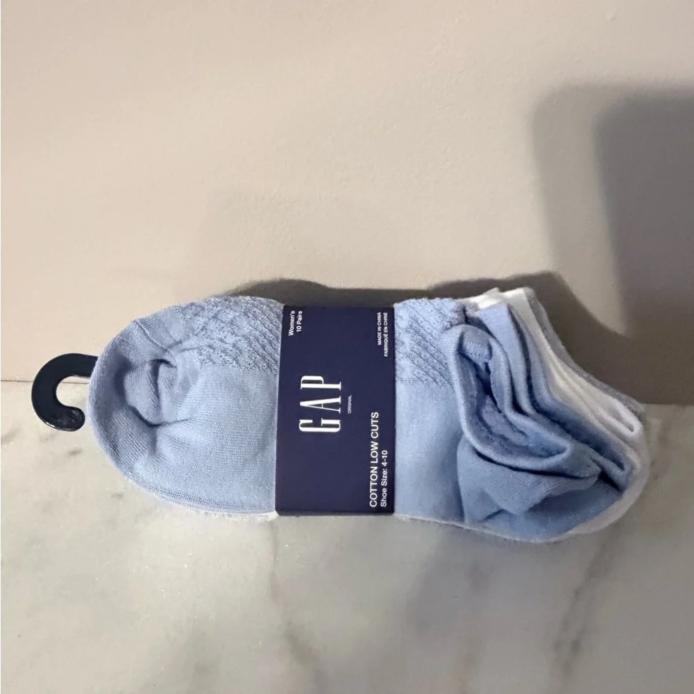 GAP women Blue and White Socks 10 pairs cotton blend low cut